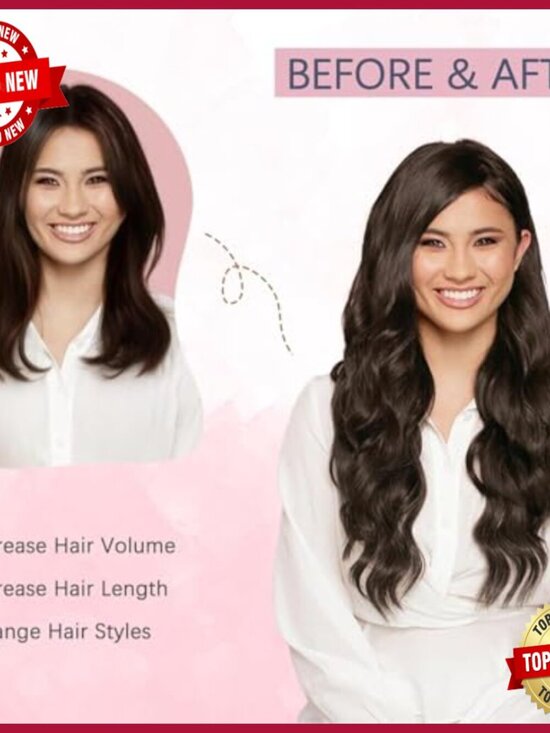 Real Human Hair Clip-In Extensions 16 Inch 95g Adjustable Wire